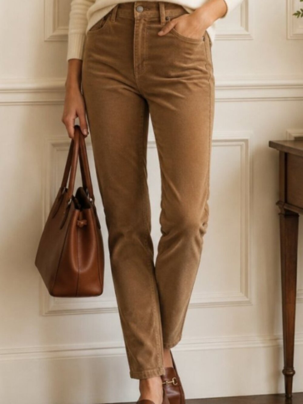 NEW J. Mclaughlin Velvet Watson Pant Brown 6